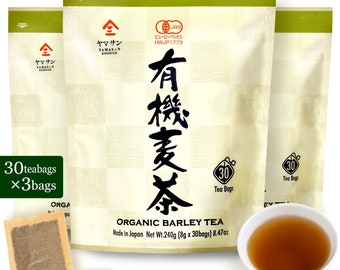 Japan Organic Barley Tea Bags -Caffeine Free & Vegan, 100% Natural Japanese Tea, Sugar Free 30TBx3Bags