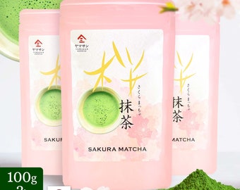 Japan Sakura Matcha Powder green tea Cherry Blossom Green Tea 100gx3Bags No artificial fragrances are used.Free Shipping YAMASAN