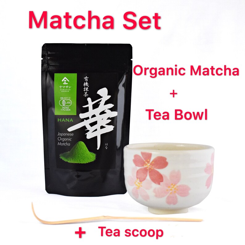 Organic matcha SET Japanese Green Tea Powder HANA 100g Matcha Etsy