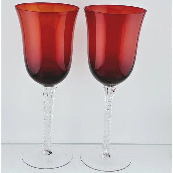 Twisted Stem Wine Glasses Etsy