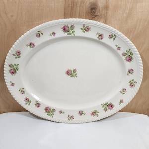 Johnson Bros WindsorWare English Rose Oval Platter 14&quot; vintage pink floral dish