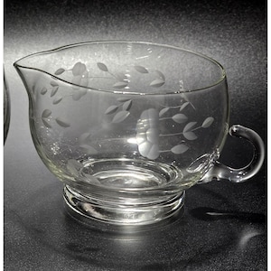 Princess House Heritage Stackable Creamer  8oz floral etched crystal minimalist