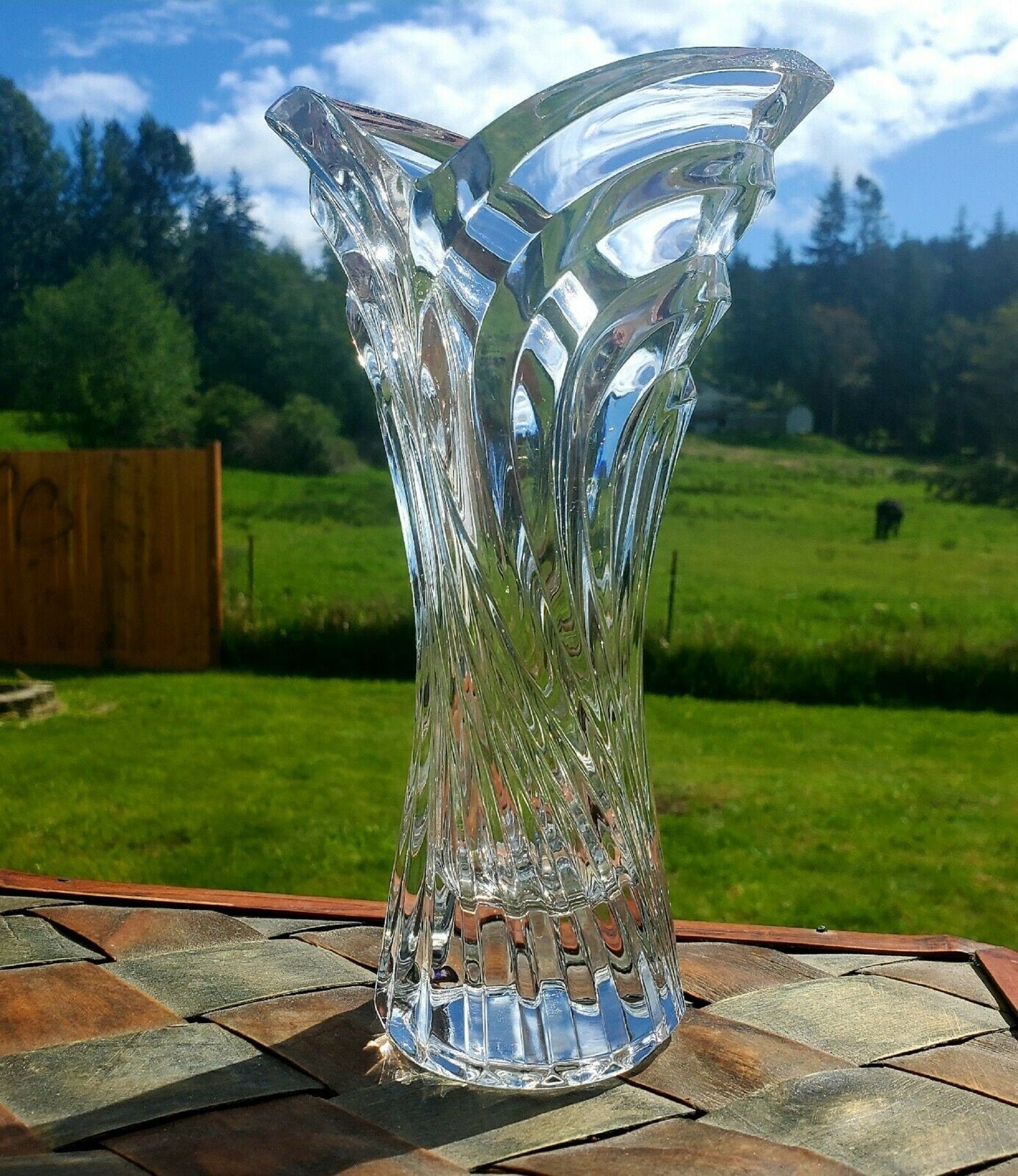 Mikasa Deco Crystal Tulip Vase V shape Germany clear 8T Etsy