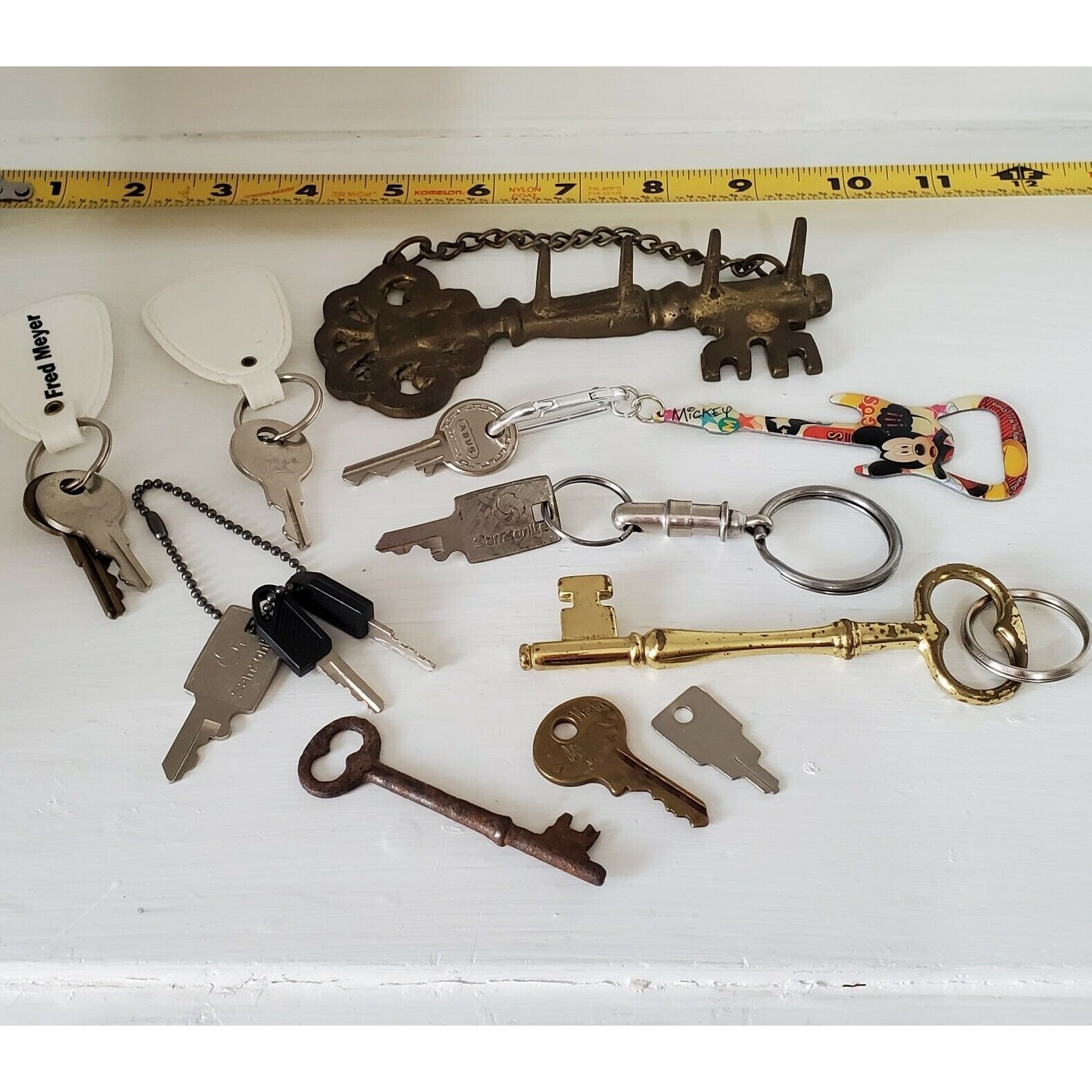 Lot of 12 Old Padlock Skeleton & Suitcase Keys Plus 5.25