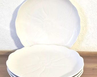 4 Mikasa magnolia-dinerborden 10" witte bloem reliëf Spring Line Larry Laslo