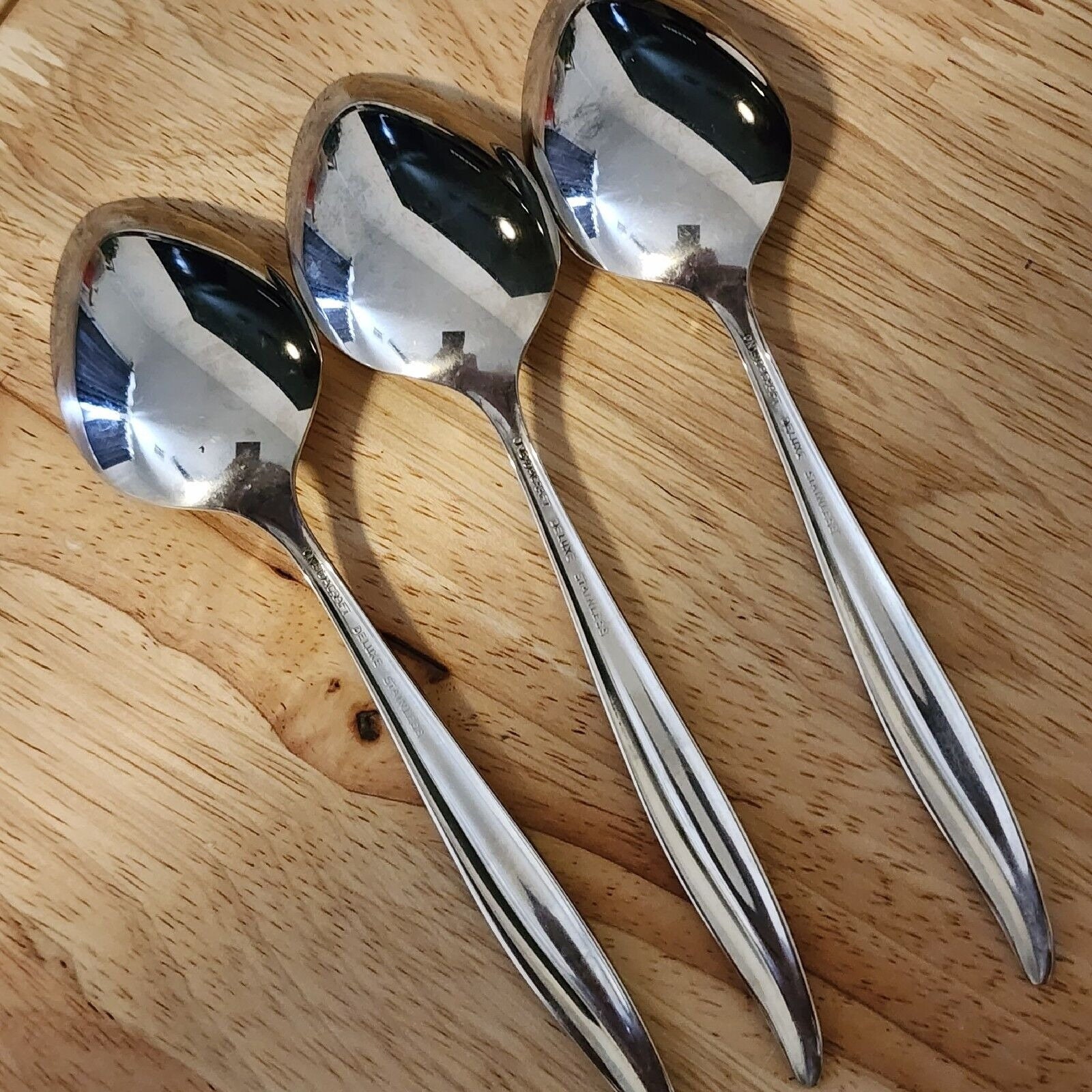 Oneidacraft Textura Stainless 3 Soup Spoons Oneida Deluxe Etsy