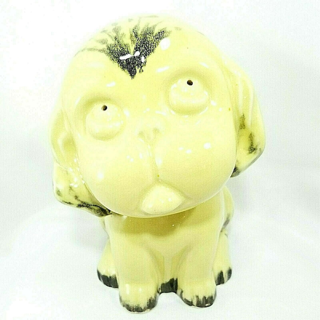 Vintage Ceramic Dog Lamp Body 6.5t Yellow With Black Etsy