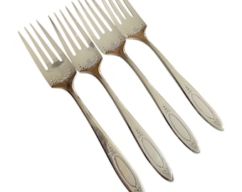 4 Oneida Adam Silverplate Salad Fork 1917 no mono delicate floral community plate