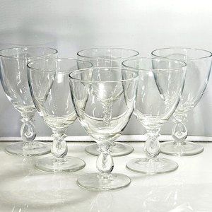 6 Heisey Lariat Water Glasses 5.75&quot; ice tea goblets Elegant Glass 1940s vtg