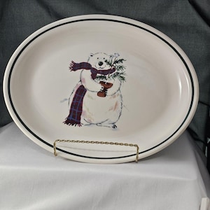 Pfaltzgraff Snow Bear Oval Serving Platter 13&quot; USA holiday Christmas serveware