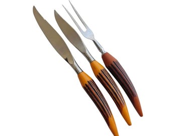Mode Danish Bakelite Carving set 14"  knife and fork Sheffield mid century