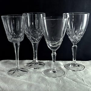 4 Mismatched Cut Glass Wine Glasses glassware vintage mixed glass water goblets