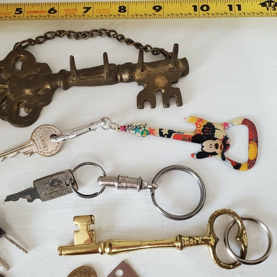 Lot of 12 Old Padlock Skeleton & Suitcase Keys Plus 5.25