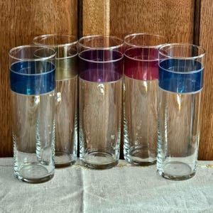 Colorful Tom Collins Glasses Lemonade coolers tumblers 14 oz flat bottom glass