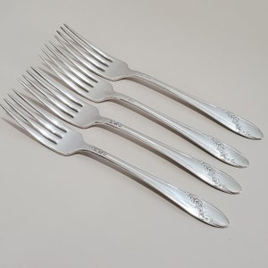 Set of 4 Oneida Queen Bess II Fork 7.5&quot; silverplate flatware
