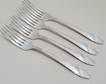 Set of 4 Oneida Queen Bess II Fork 7.5" silverplate flatware