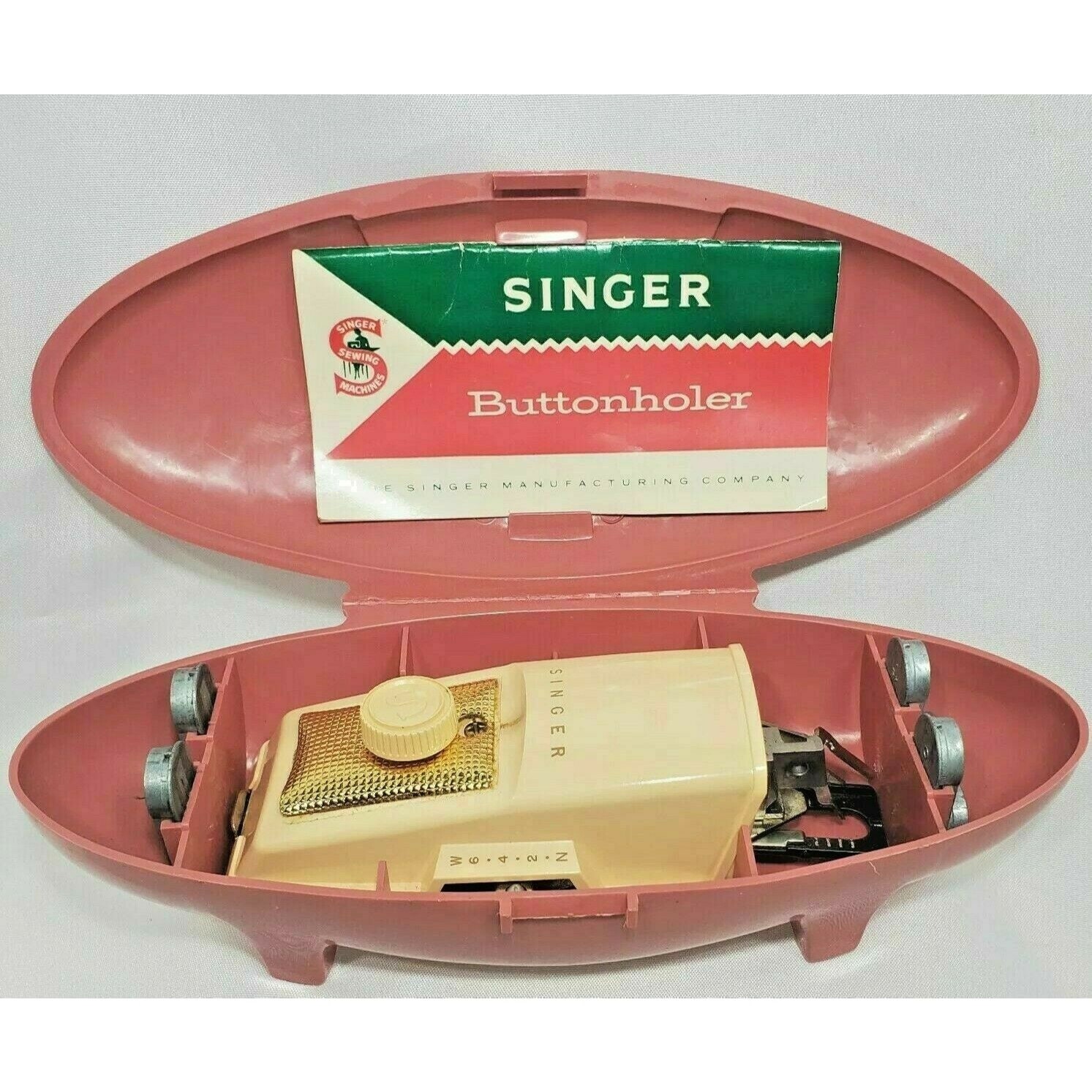 Midcentury Singer Pink Case Buttonholer Complete Booklet 4