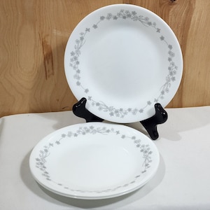 3 Corelle Ribbon Bouquet Bread Dessert Plates 6.75&quot; Corning gray floral