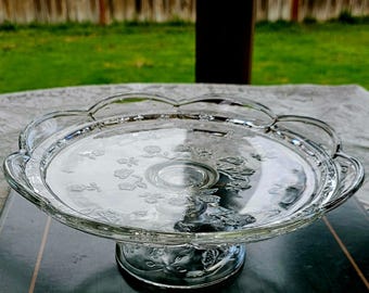 Anchor Hocking Savannah Pedestal Cake Stand 12" vintage clear glass