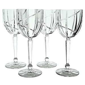 Mikasa Uptrend Wine Glasses 8.2in set-4 vertical spiral swirl cut crystal water glass
