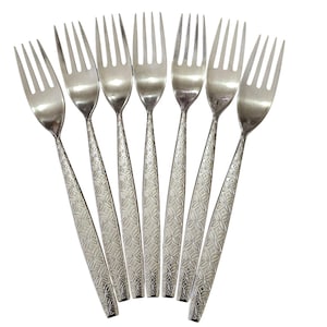 7 Noritake Allegro Dinner Fork 7.25" silverware flatware replacement MCM vtg