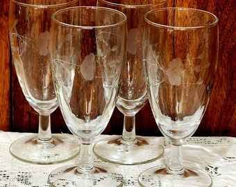 4) Princess House Heritage Footed Juice Glasses 5" elegant glass crystal 4oz