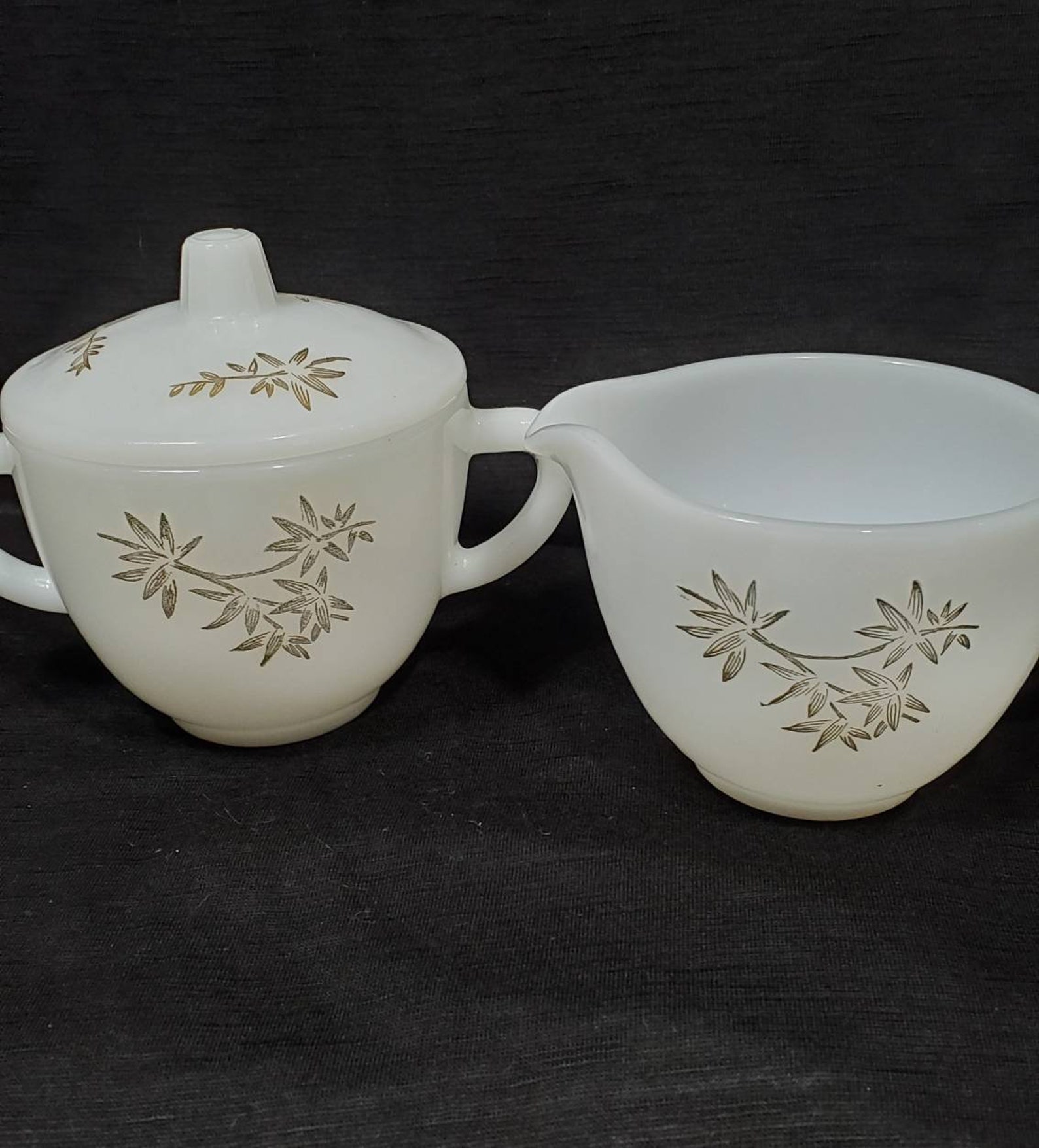Vintage Federal White Milk Glass Golden Glory Pattern Creamer Etsy