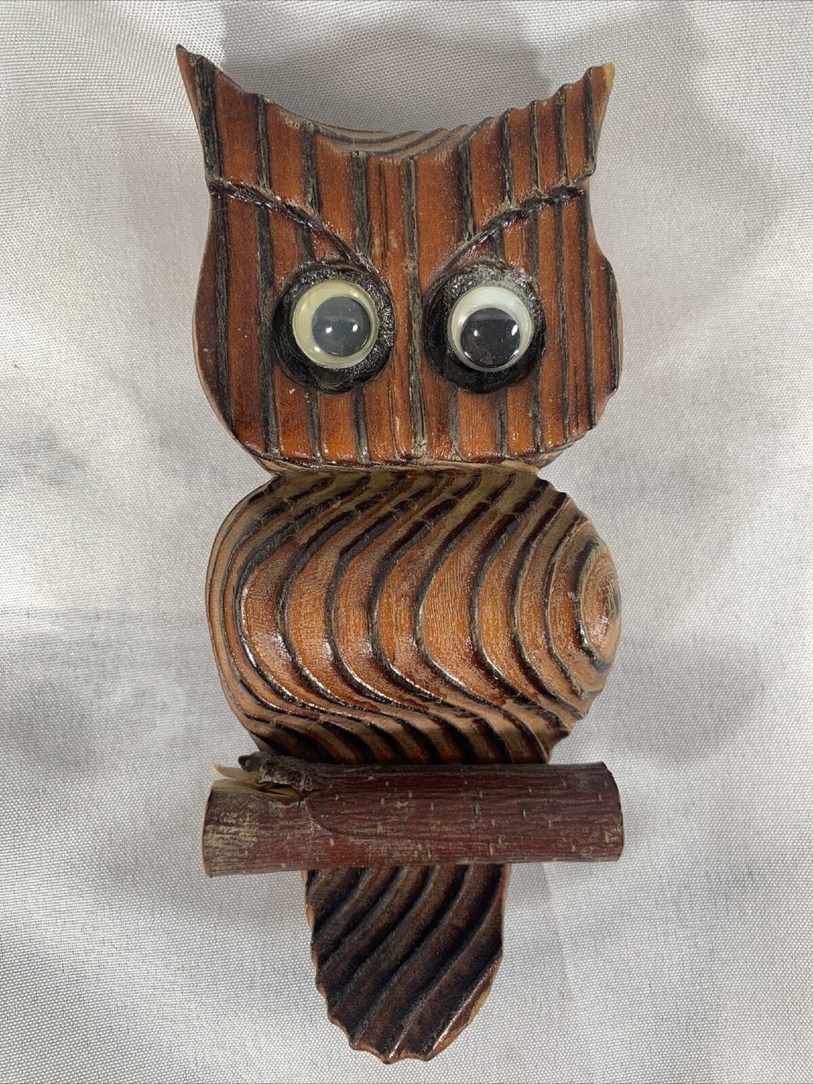 Vintage 1970s Natural Carved Wood Owl Wall Decor Bohemian Etsy