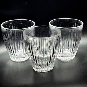 3 Mikasa Parkside Double Old Fashion Glasses 3.75&quot; crystal ribbed whiskey goblets