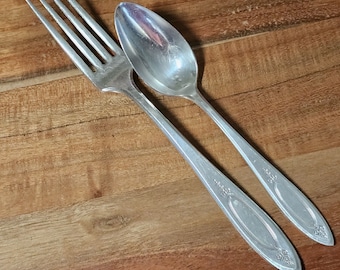 2 pc Oneida Community Adam Silverplate Teaspoon & Dinner Fork 1917 no mono