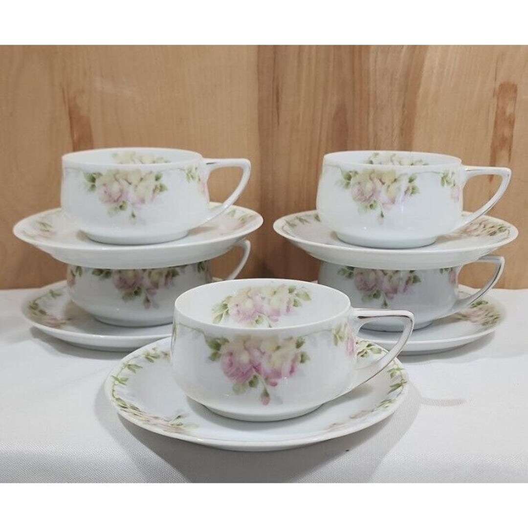 Rosenthal Roses Rosenthal Bavaria Pink Roses Cup Saucers Set-5 Donatello 1930s Antique ...