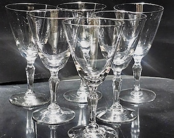 6 Fostoria Engagement Platinum Cocktail Glasses 5.25" vtg silver trim 4oz toasting stemware