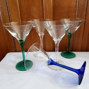 5 Libbey Dominge Gin Cocktail Martini Gläser party bunt MCM Cottagecore