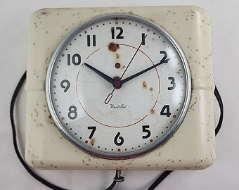 Vintage Deco Westclox Belfast S7-A Kitchen Wall Clock White Mid Century Tested