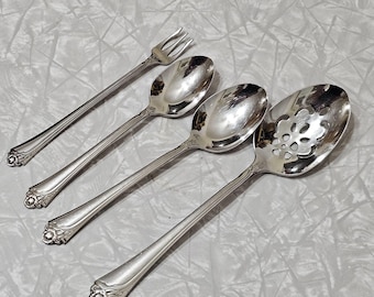 Oneida Fantasy Rose Serving Spoon Relish Fork & 2 spoon mixed lot stainless
