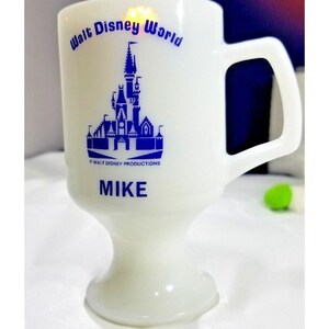 Vintage Walt Disney Productions Cinderella Castle Milk Glass Mug Cup Mike 12oz