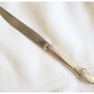International Silver First Love Dinner Knives  9.25” set of 7 silverplate floral motiff no monogram stainless blade vintage