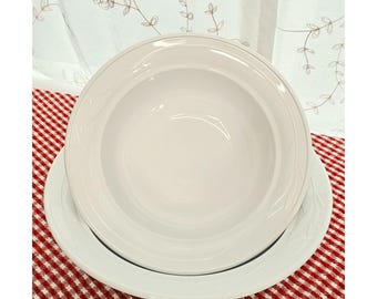 CorningWare Casual Elegance Serving Bowls 10-12" white vintage round dish L-22, L-21