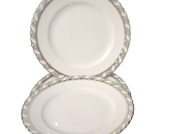 Franconia K&A Krautheim Palladina Dinner Plates set-4 vtg silver ruffled elegant