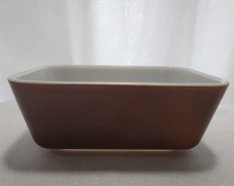 Pyrex Old Orchard Brown 1.5 pint Refrigerator Dish 0502 small glass loaf pan