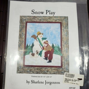 Snow Play Quilt Pattern 2004 Sharlene Jorgensen makes 24.5&quot; x 28.5&quot; dog snowman