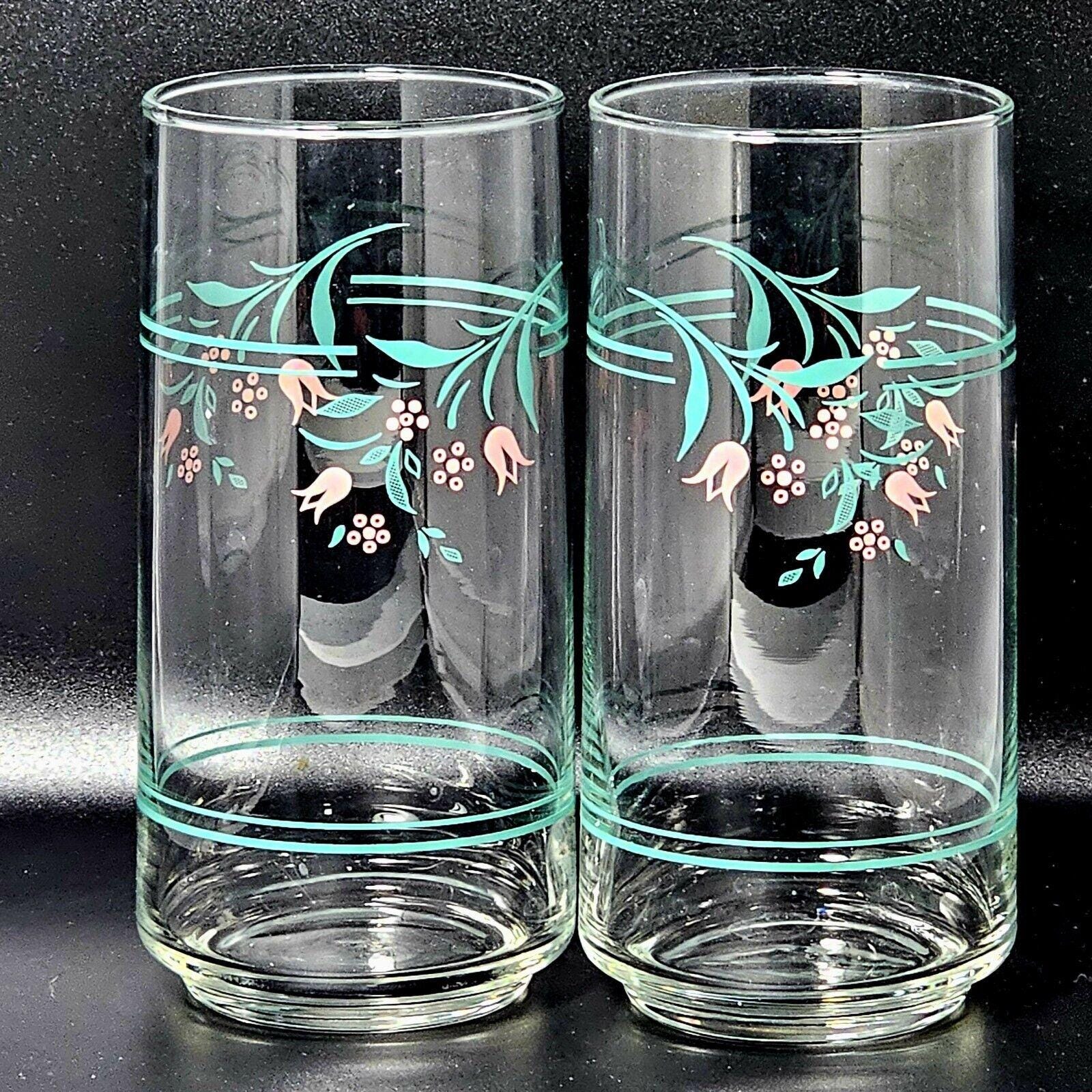 2) Corelle Rosemarie Coordinates Glasses Tumblers 16oz Vintage