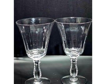 2 Vintage Fostoria Silver Low Water Goblets Crystal Set Elegant Depression Glass