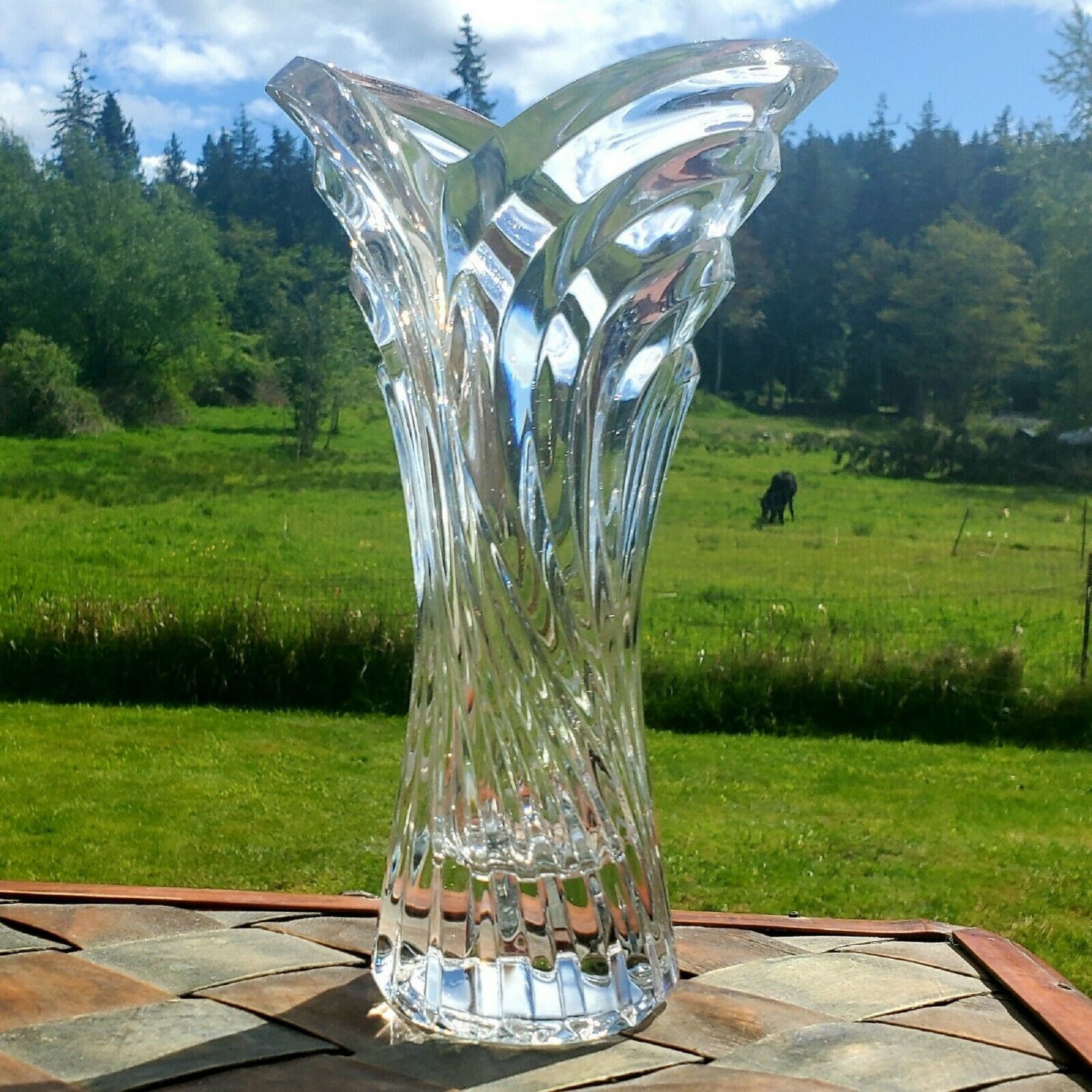 Mikasa Deco Crystal Tulip Vase V shape Germany clear 8T Etsy