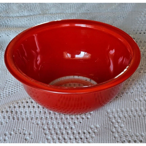 Pyrex Red Rainbow Clear Bottom Mixing Bowl 7" primary color vintage # 322