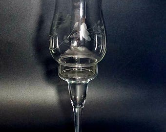 Princess House Heritage Hurricane Candleholder 12" romantic crystal floral etch