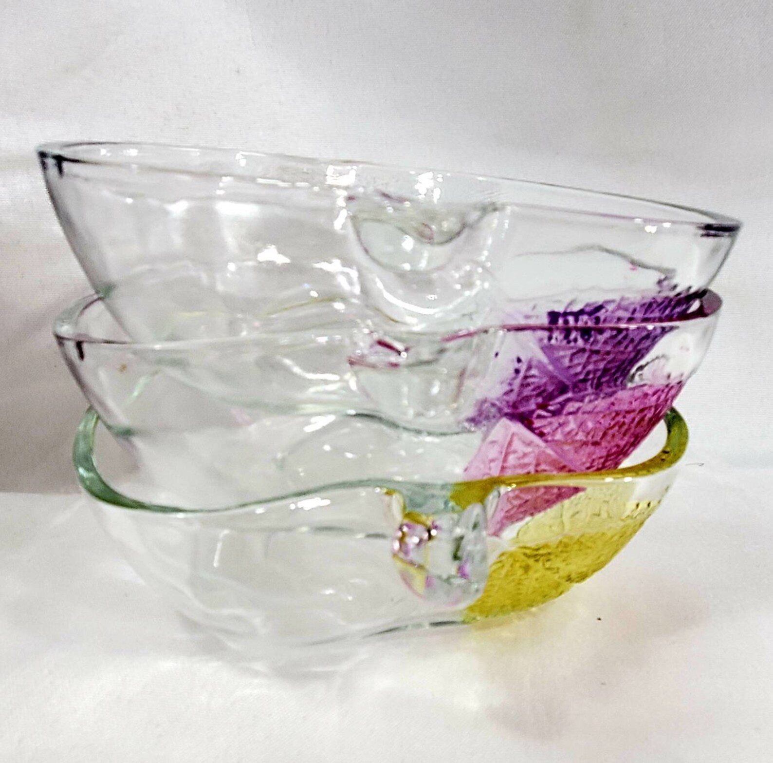 3 Vintage Apple Shape Glass Bowls Colors Dessert Dish Ice Etsy UK