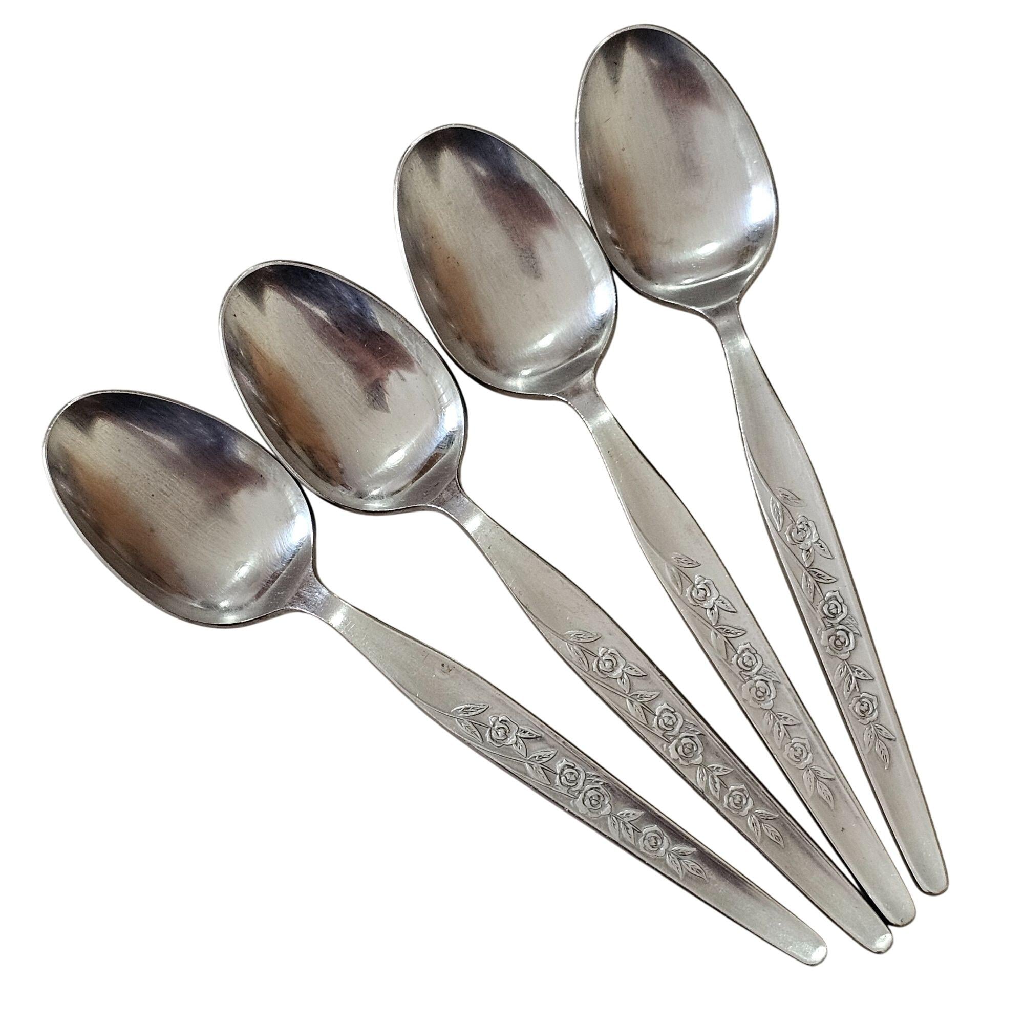 4 Elden Vintage Flower Teaspoon Spoon Stainless 6