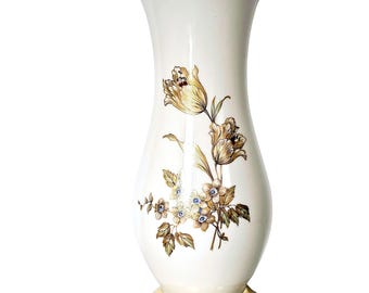 Krautheim Floral Gilded Vase 10" Regencycore Selb Bavaria Germany gold accent