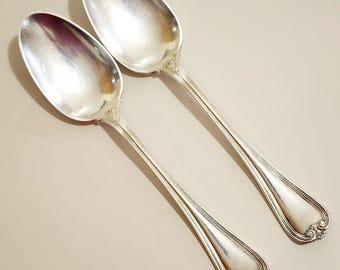 Priscilla 1900 by 1847 Rogers Bros Silverplate Serving Spoons 8.25" set of 2
